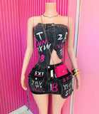 Graffiti Goddess denim skirt set