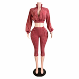 Vintage Rose Sculpted Capri Set