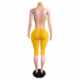 Back Talk Lace Up Capri Jumpsuit
