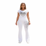 Y2K Bling Heart Pants Set