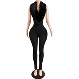 Fur Lace Up Jumpsuit