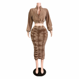 Ruched Jacket Skirt Set