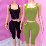 Curve Appeal Ribbed Capri Set