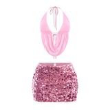 Halter cowl neck top