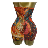 Melted Gold Rhinestone Mini Dress