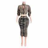 Ruched Jacket Skirt Set