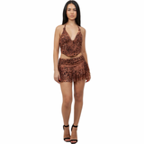 Wild Temptation Leopard Skirt Set