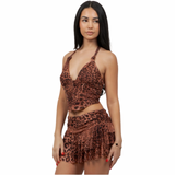 Wild Temptation Leopard Skirt Set