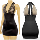Satin lace halter dress