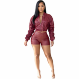 After Dark Ruched Leather Shorts