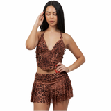 Wild Temptation Leopard Skirt Set