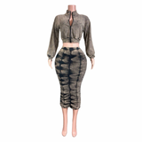 Ruched Jacket Skirt Set