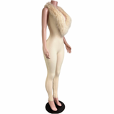 Fur Lace Up Jumpsuit