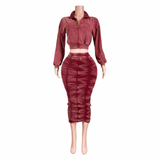 Ruched Jacket Skirt Set