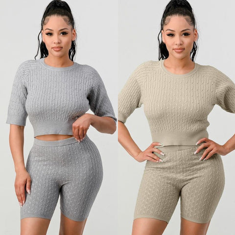 Cozy knit short set