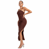 Sleek Intentions Ruched Maxi Dress