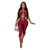Ring Of Fire Cutout Capri Jumpsuit