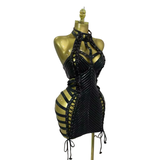 Electric Siren Lace Up Mini Dress