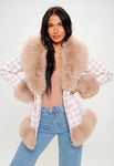 Bossy plaid fur jacket