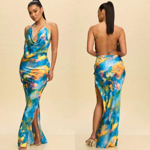 Sun’s out cowl satin dress
