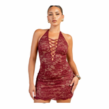 Sexy In Lace Halter Dress