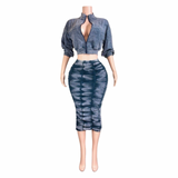 Ruched Jacket Skirt Set