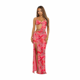 Preety Pink Paradise Beaded Maxi Dress