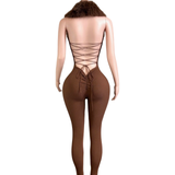 Fur Lace Up Jumpsuit