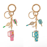 Sports tumbler tennis bag charm keychain