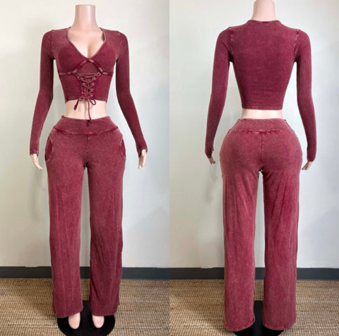 Ribbed luxe lounge set