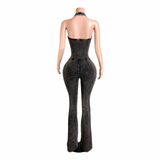 Baddie Sparkle Halter Jumpsuit