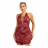 Sexy In Lace Halter Dress