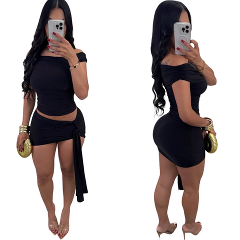 Drape skirt set