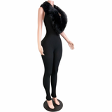 Fur Lace Up Jumpsuit