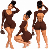Preety After Hours Lace Up Romper