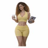 Lace Me Up Ribbed Shorts Set