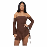 All Eyes On Me Glitter Ruched Mini Dressl