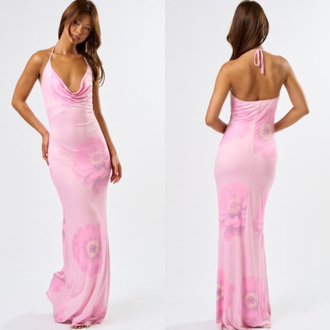Floral vibes halter dress