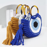 Evil eye crochet bag