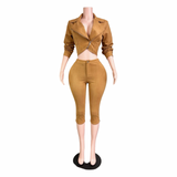 Suede Authority Capri Set