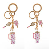 Sports tumbler tennis bag charm keychain