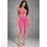 Body Language Cutout Capri Jumpsuit