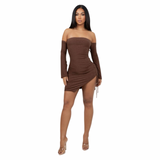 All Eyes On Me Glitter Ruched Mini Dressl