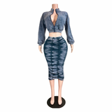 Ruched Jacket Skirt Set
