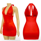 Satin lace halter dress