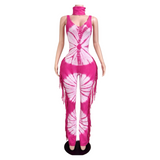 Preety Energy tie dye fringe jumpsuit w/headband