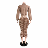 Ruched Jacket Skirt Set