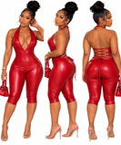 Preety Leather Capri Jumpsuit