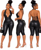 Preety Leather Capri Jumpsuit