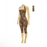 Leopard Capri Jumpsuit W/Headband
